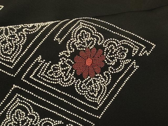 平和屋着物#中国三大刺繍 相良刺繍 総刺繍 羽織 花菱文 黒地 正絹 逸品 CABM0384in