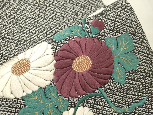 平和屋着物●九寸開き名古屋帯 総絞り 総手刺繍 草花文 金糸 松葉仕立て 正絹 逸品 CABM0402dy