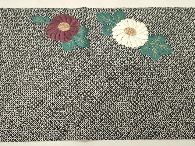 平和屋着物●九寸開き名古屋帯 総絞り 総手刺繍 草花文 金糸 松葉仕立て 正絹 逸品 CABM0402dy