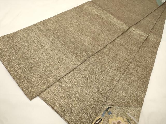 平和屋着物▽太鼓柄袋帯 スリーシーズン 春夏秋 すくい織 草花文 金糸 正絹 逸品 CABM0403dy