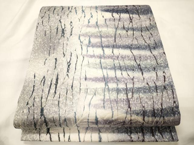 平和屋着物●両面 全通柄袋帯 杢目文 金通し地 正絹 逸品 CABM0410dy