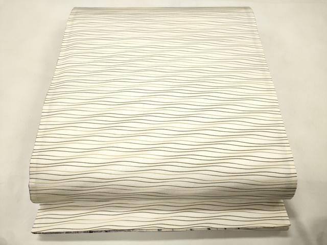 平和屋着物●両面 全通柄袋帯 杢目文 金通し地 正絹 逸品 CABM0410dy
