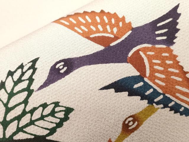 平和屋着物●太鼓柄袋帯 型染め 流水花鳥文 やまと誂製 正絹 逸品 CABM0411dy