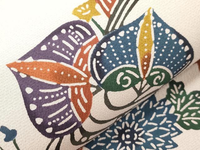 平和屋着物●太鼓柄袋帯 型染め 流水花鳥文 やまと誂製 正絹 逸品 CABM0411dy