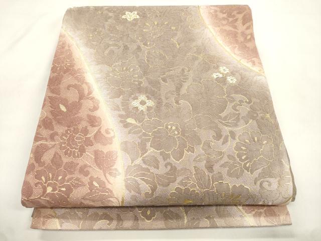 平和屋着物●六通柄袋帯 輪奈織 更紗文 金糸 正絹 逸品 CABM0414dy