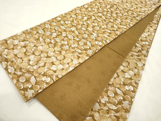 平和屋着物●洛楽人工房 全通柄袋帯 宝尽くし文 金糸 正絹 逸品 CABM0420dy