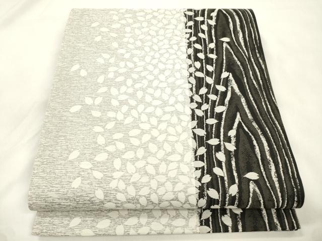 平和屋着物●両面 六通柄袋帯 西陣紹巴織 舞桜文 正絹 逸品 CABM0431dy