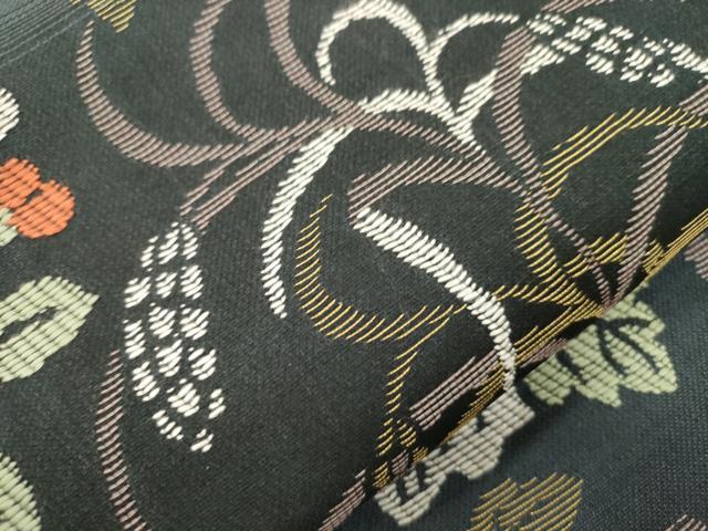 平和屋着物●両面 六通柄袋帯 草花文 正絹 逸品 CABM0448dy