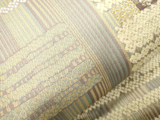 平和屋着物●両面 六通柄袋帯 モール 横段花文 金銀糸 正絹 逸品 CABM0450dy