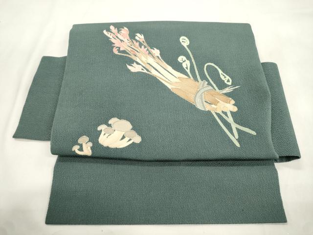 平和屋着物●つけ帯 友禅 茸 鬼しぼ縮緬 正絹 逸品 CABM0456dy