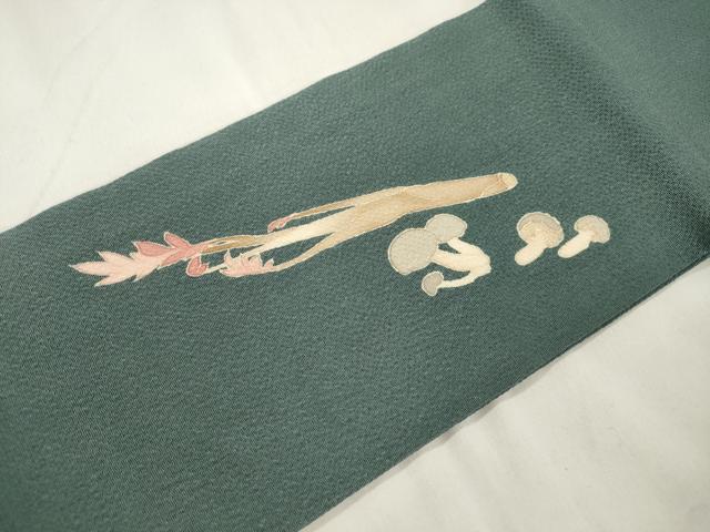 平和屋着物●つけ帯 友禅 茸 鬼しぼ縮緬 正絹 逸品 CABM0456dy