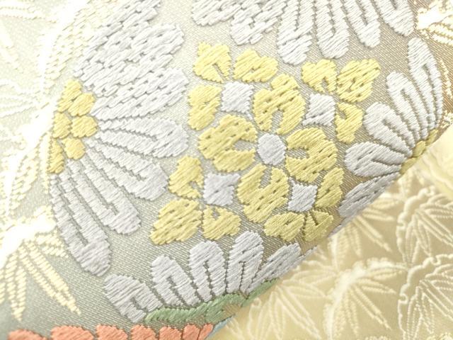 平和屋着物●西陣 芳彩美術織物 ワンタッチつけ帯 唐織 花鳥丸文 正絹 逸品 CABM0470dy