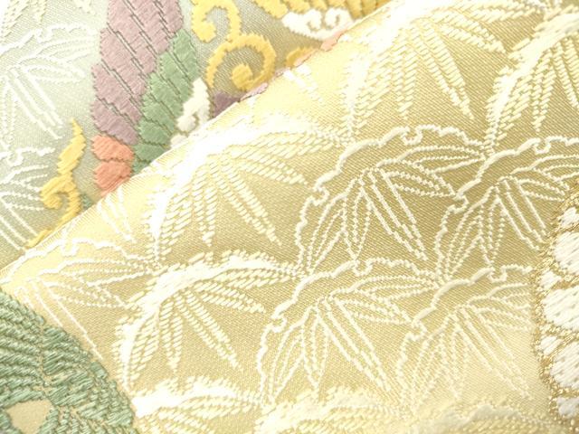 平和屋着物●西陣 芳彩美術織物 ワンタッチつけ帯 唐織 花鳥丸文 正絹 逸品 CABM0470dy