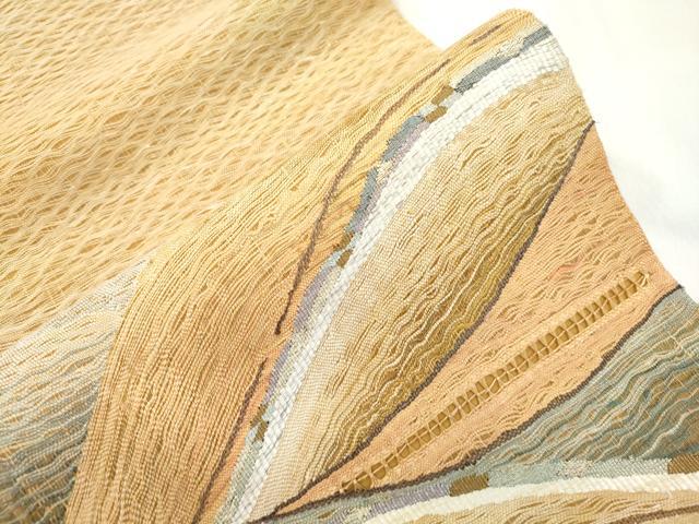 平和屋着物▽太鼓柄袋帯 スリーシーズン 春夏秋 すくい織 幾何学文 正絹 逸品 CABM0483dy