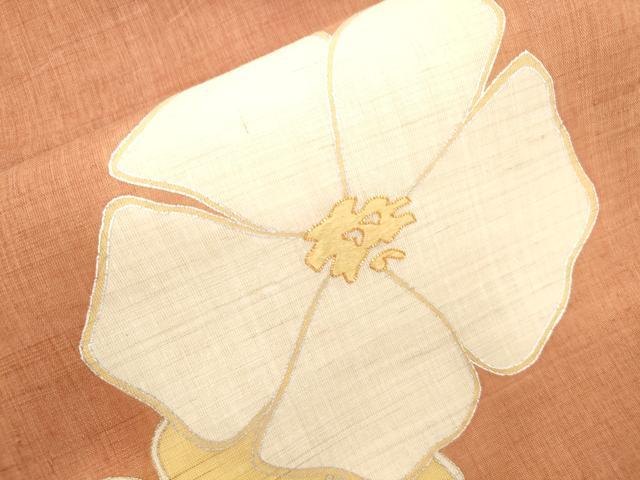 平和屋着物*夏物 九寸名古屋帯 駒刺繍 舞花文 銀彩 麻 逸品 CABM0490dy