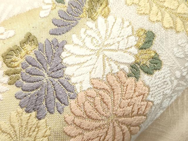 平和屋着物●六通柄袋帯 唐織 草木染 新小石丸 四季花の丸 金糸 正絹 逸品 CABM0506dy