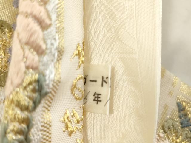 平和屋着物●六通柄袋帯 唐織 草木染 新小石丸 四季花の丸 金糸 正絹 逸品 CABM0506dy