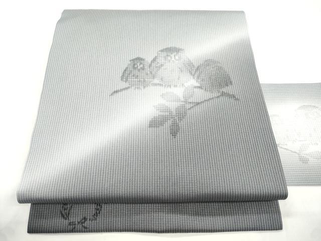 平和屋着物●九寸名古屋帯 ビロード 一刀彫 梟 正絹 逸品 CABM0516dy
