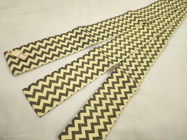 平和屋着物●男性 本場筑前博多織 角帯 幾何学文 三越扱い 正絹 逸品 CABM0532dy