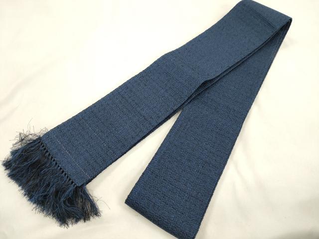 平和屋着物●男性 本場筑前博多織 角帯 濃紺地 正絹 逸品 CABM0548dy