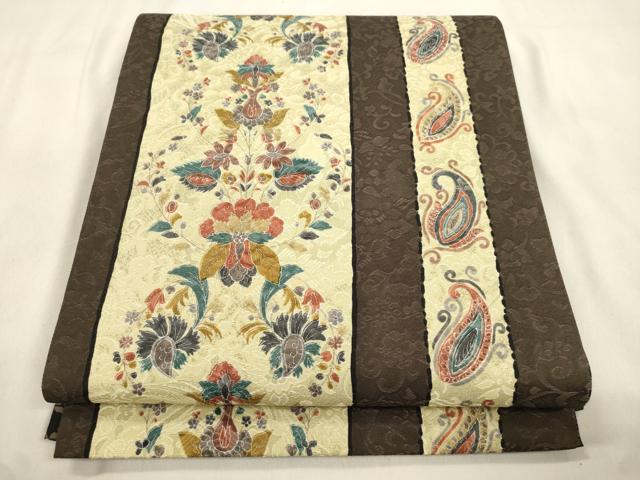 平和屋着物●両面 全通柄袋帯 更紗文 正絹 逸品 CABM0556dy