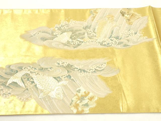 平和屋着物●太鼓柄袋帯 作家物 竜門登鯉 金彩 正絹 逸品 CABM0572dy