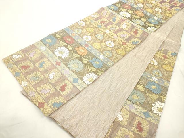 平和屋着物▽六通柄袋帯 スリーシーズン 春夏秋 唐織 名物裂 金糸 正絹 逸品 CABM0585dy