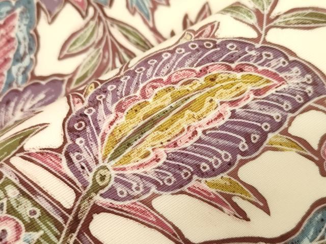 平和屋着物●塩瀬 九寸名古屋帯 作家物 更紗文 正絹 逸品 CABM0600dy