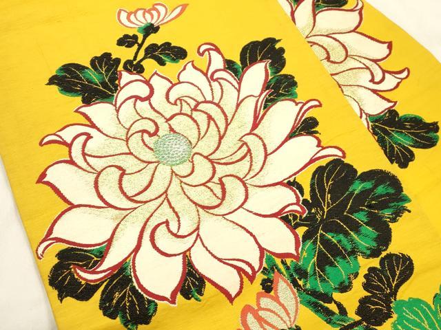 平和屋着物●アンティーク 大正ロマン 九寸名古屋仕立て 草花文 金糸 正絹 逸品 CABM0601dy