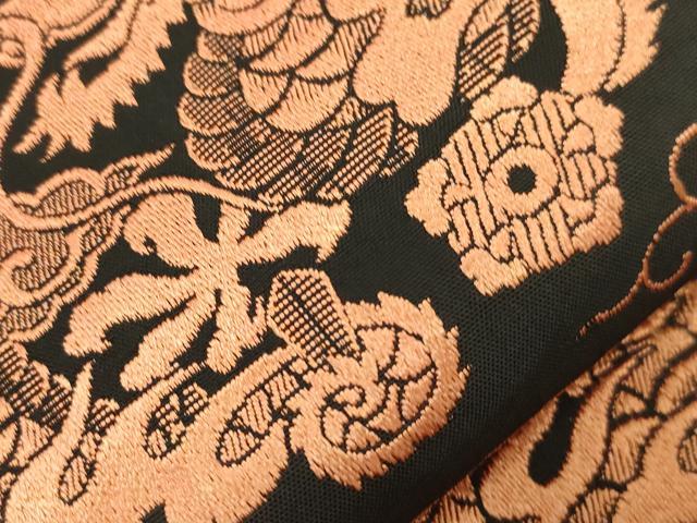 平和屋着物●アンティーク 大正ロマン 全通柄九寸名古屋帯 竜 黒地 正絹 逸品 CABM0605dy