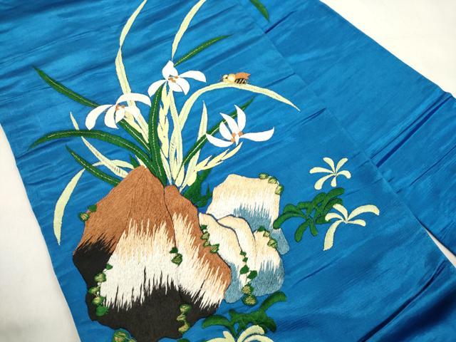 平和屋着物●アンティーク 大正ロマン 九寸名古屋帯 草花文 金糸 正絹 逸品 CABM0615dy