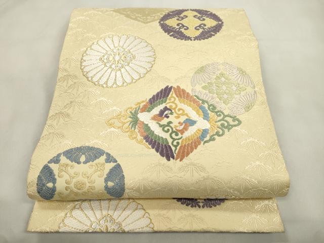 平和屋着物●両面 全通柄袋帯 総通唐織 芳彩美術織物謹製 万葉集 金銀糸 正絹 逸品 CABM0634dy