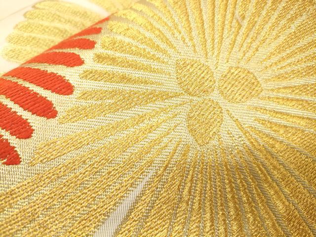 平和屋着物●西陣 川島織物 六通柄 本袋帯 松葉文 金糸 正絹 逸品 CABM0655dy