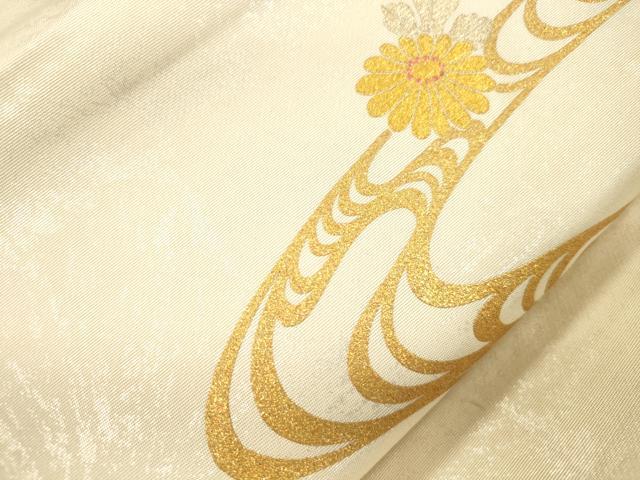 平和屋着物●金彩友禅 卓越技能者・名工・和田光正 太鼓柄袋帯 地紙人物流水花文 金銀彩 正絹 逸品 CABM0660dy