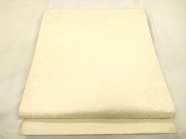 平和屋着物●両面 六通柄袋帯 幾何学文 金銀糸 正絹 逸品 CABM0664dy