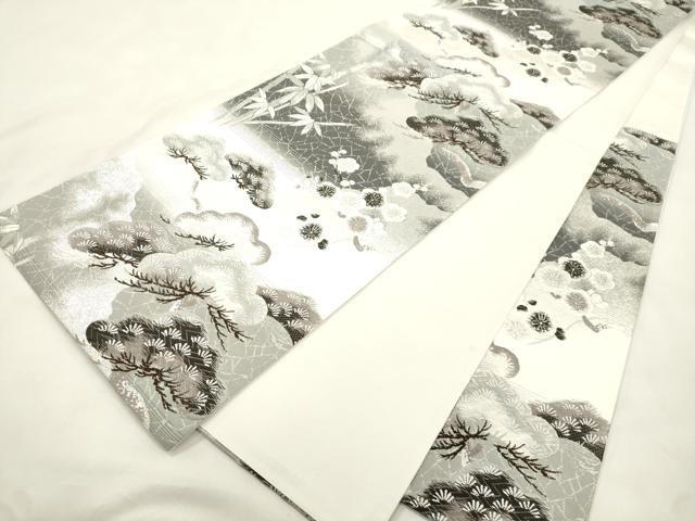 平和屋着物●六通柄袋帯 唐織 松竹梅 銀糸 正絹 逸品 CABM0665dy