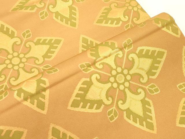 平和屋着物●織物一筋名門 織悦 全通柄 本袋帯 幾何学花文 金彩 正絹 逸品 CABM0669dy