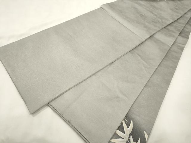 平和屋着物●太鼓柄袋帯 笹文 銀通し地 正絹 逸品 CABM0679dy