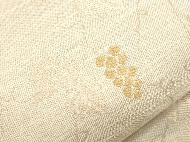 平和屋着物●インド・アッサム 野蚕糸 手織 ムガシルク 六通柄袋帯 紗螺紬 葡萄蔦の葉文 正絹 逸品 CABM0721dy