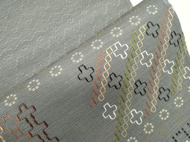 平和屋着物●太鼓柄袋帯 花織 幾何学文 正絹 逸品 CABM0723d