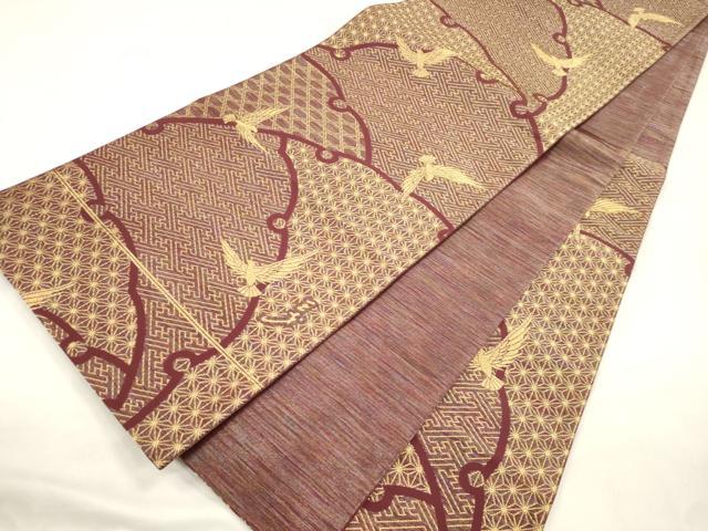 平和屋着物●染色作家 斉藤三才 六通柄袋帯 三才鳥 羅天金糸帯 正絹 逸品 CABM0725dy