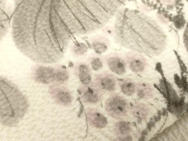 平和屋着物●着物作家 岡本龍三 九寸開き名古屋帯 手描き 葡萄蔦の葉文 正絹 逸品 CABM0728dy