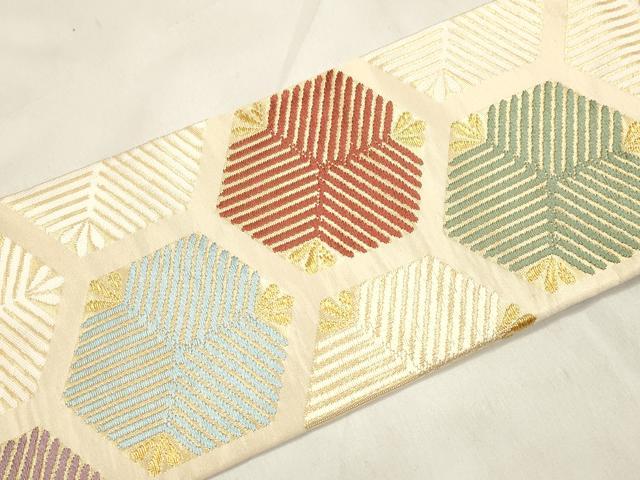 平和屋着物●西陣 川島織物 九寸名古屋帯 松葉文 金糸 正絹 逸品 CABM0732dy