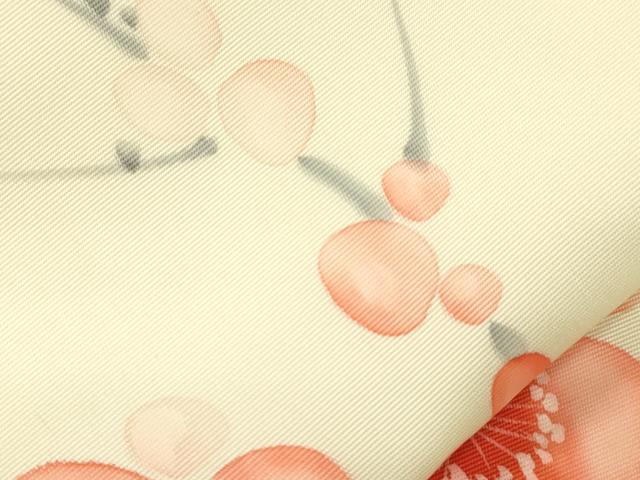 平和屋着物●塩瀬 九寸名古屋帯 手描き 枝梅文 正絹 逸品 CABM0747dy