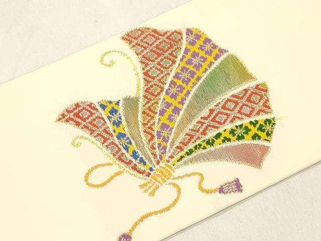 平和屋着物●龍村美術織物 たつむら 九寸名古屋帯 吉蝶文 金糸 正絹 逸品 CABM0755dy