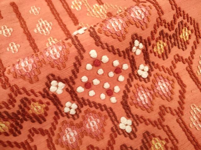 平和屋着物●琉球花織 九寸名古屋帯 草木染 手織 幾何学文 正絹 逸品 CABM0772dy