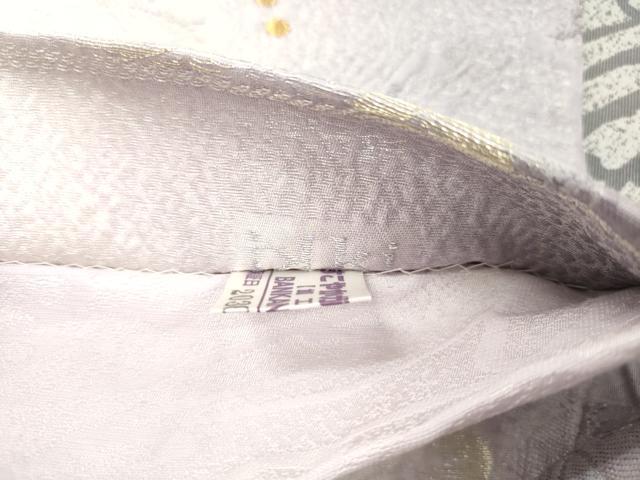 平和屋着物●両面 全通柄袋帯 葡萄蔦の葉文 銀通し地 正絹 逸品 CABM0791dy