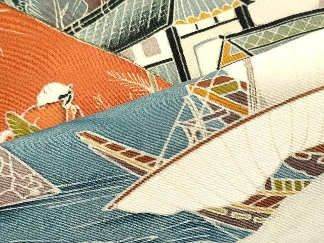 平和屋着物■豪華黒留袖 作家物 扇面風景人物文 金彩 正絹 逸品 CABM0801oy