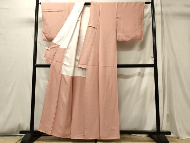 平和屋着物■上質な色無地 珊瑚色 正絹 逸品 未使用 CABM0810oy