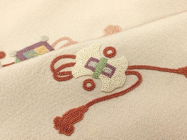平和屋着物■中国三大刺繍 相良刺繍 総刺繍 色留袖 宝尽し 正絹 逸品 CABM0812oy